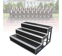 Practicable De Chœur 3 Marches, Escalier Scène Portable Anti-Glisse | Doubles Barres Support, Plateforme Élégante for Écoles, Chorales Et Événements(Black 2)