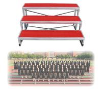 Practicable De Chœur Portable, Escalier De Scène Pliable Cadre En Acier | Surface Antidérapante, Support De Podium Et Gradins for Écoles, Églises Et Photos De Groupe(3tier)