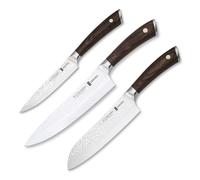 PracticDomus 3 Claveles - Set de 3 Couteaux Professionnels avec Lame Martelée, Gamme Sakura, Master Chef Sélection