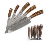 PracticDomus 3 Claveles - Set de 5 Couteaux Professionnels avec Lame Martelée, Gamme Sakura, Master Chef Sélection