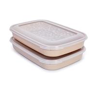 PracticDomus Classic Porte-saucisses et aliments, conservation optimale des tranches et fromages au refrigerateur (2CP Marron, 20 x 29,5 x 4,5 cm)