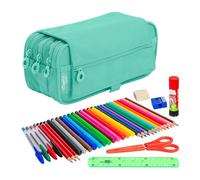 PracticDomus ColePack Trousse d'écolier à 3 compartiments avec triple trousse en matériau des premières marques (turquoise)