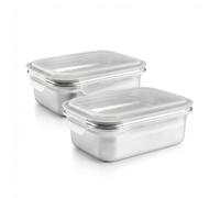 PracticDomus Lot de 2 récipients en acier inoxydable avec couvercle hermétique pour micro-ondes, four, Airfryer et réfrigérateur (2XREC 1200 ml)