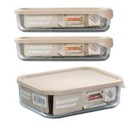 PracticDomus Lot de 3 récipients Glasslock modulaires de 0,5 l et 0,75 l en verre trempé pour réfrigérateur (3XBIG)