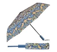 PracticDomus Parapluie pliable et compact pour femme au design Art Collection avec ouverture et fermeture automatiques. Résistant au vent, Fraises voleur, grand