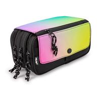 PracticDomus PDOMUS Trousse triple avec grands compartiments intérieurs avec fermeture éclair individuelle pour matériel scolaire et voyage (Milan Sunset)