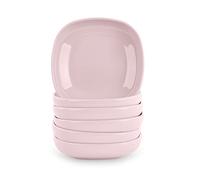 PracticDomus Stilo Service de table 6 pièces en plastique dur réutilisable et incassable pour fêtes et événements Rose (assiette 15 cm)