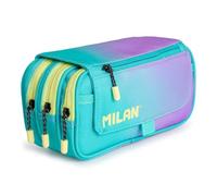 PracticDomus Trousse triple avec grands compartiments intérieurs avec fermeture éclair individuelle pour matériel scolaire et voyage, Sunset 2, Sacs scolaires