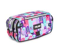 PracticDomus Trousse triple avec grands compartiments intérieurs avec fermeture éclair individuelle pour matériel scolaire et voyage, Aliens, Sacs scolaires