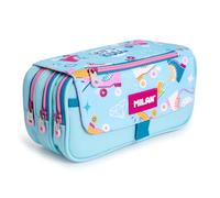 PracticDomus Trousse triple avec grands compartiments intérieurs avec fermeture éclair individuelle pour matériel scolaire et voyage, Roller, Sacs scolaires