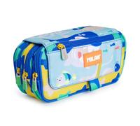 PracticDomus Trousse triple avec grands compartiments intérieurs avec fermeture éclair individuelle pour matériel scolaire et voyage, Blueodyssey, Sacs scolaires