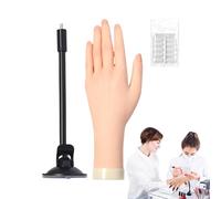 Practice Hand Acrylic Nails, Silicone Fake Hand Model, Soft Flexible Fingers Jelly Glue Base, Suction Cup Mount Stability, Beginner-Friendly Training Tool, for Student, Salon Demos, 26x5.5cm ABS