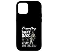 Practice Safe Sax Always Wear A Neck Saxophone Funny Saxophone Coque pour iPhone 12/12 Pro