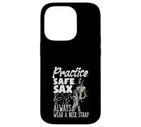 Practice Safe Sax Always Wear A Neck Saxophone Funny Saxophone Coque pour iPhone 14 Pro