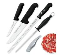 PracticFood Jeu de Couteaux Professionnels Sélection Master Chef, Couteau à Jambon Alvéolé 29 cm et Accessoires (3C PREMIUM II)