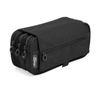 PracticOffice Trousse/Fourre Tout Triple du Spacieuses Sections Intérieures avec Fermeture à Glissière Individuel, Cas Multi Purpose pour Fournitures Scolaires, Couleur Noir