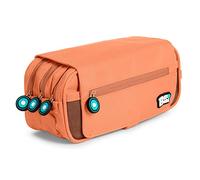 PracticOffice Trousse Scolaire Triple avec Grandes Poches Intérieures et Fermeture Éclair Individuelle pour l'École et Le Voyage (BB Coral)