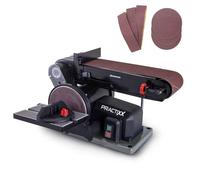Practixx Ponceuse à bande et à disque PX-BTS-370-370 W | Plateau de ponçage Ø150 mm Longueur de bande 100x915mm Vitesse de bande 450 m/min Table en aluminium et butée transversale