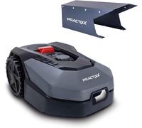 Practixx Robot Tondeuse PX-RRM-600Wi | Jusqu'à 600 m² |Largeur & Hauteur de Coupe 18cm /20-60mm | Capteur de Pluie |WiFi & BT| Pente de 35%| Affichage numérique | Station de Charge + Abri Inclus