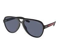 Prada Dg009r Lunettes de Soleil, Caoutchouc Noir/Bleu, Taille Unique (Herstellergröße: 65) Homme