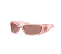 Prada Femme Sunglass PR A14S - Couleur du Monture: Pêche transparent, Couleur de Lentille: Marron clair