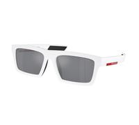 Prada Linea Rossa Homme Prada Linea Rossa PS 02ZSU 17S40A Lunettes de soleil Nylon Blanc Bleu clair Carré Miroir