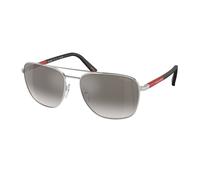 Prada Linea Rossa Homme PS 54ZS 1BC02M Lunettes de soleil Acier Argent Gris Ronde Miroir Ombré