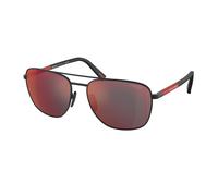 Prada Linea Rossa Homme PS 54ZS DG008F Lunettes de soleil Acier Noir Gris Ronde Miroir