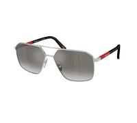 Prada Linea Rossa Homme PS A50S 1BC02M Lunettes de soleil Métal Argent Gris Géométrique Miroir Ombré