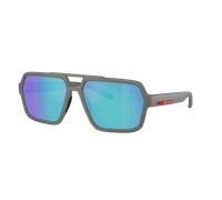 Prada Linea Rossa Homme Sunglass PS A06S - Couleur du Monture: Gris Argent, Couleur de Lentille: Vert clair effet miroir Bleu