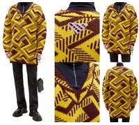 PRADA Pull Over Oversized Géométrique Col En V Tricot Pull Shetland Jumper M