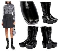 PRADA Stiefel Platform Boots Triangle Nappa Gothic Plateau Schuhe Étirer Neuf 41