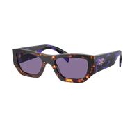 Prada Unisex Sunglass PR A01S - Couleur du Monture: Havana, Couleur de Lentille: Effet miroir Violet Intérieur Argent