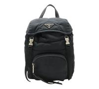 Prada Vintage - Pre-owned Sac à dos en nylon avec logo triangle en cuir - unisex - Pre-owned - Noir - Taille: ONE Size