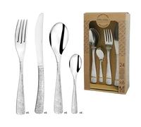 PRADEL ESSENTIEL - Coffret 24 couverts de table pour 6 personnes - Ethnic - Acier inoxydable 18/0, Finition Brillante