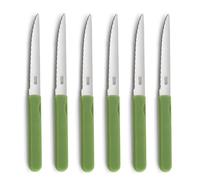 Pradel Essentiel - Couteaux steak Lot de 6 - Energy - Acier Inoxydable 13 C, Finition Brillante - Vert (Epaisseur 1 mm)