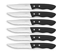 Pradel Essentiel - Couteaux steak - Lot de 6 - Trappeur - Acier inoxydable 13 C, Finition Brillante - Epaisseur 1.2 mm, longeur 245 cm - Noir
