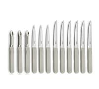 Pradel Essentiel Energy Couteaux de cuisine en Acier 13C, Lot de 12, Ecru | Set 12 couteaux de cuisine : steak, office et éplucheur,Acier inoxydable 13C, Finition Brillante
