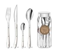 PRADEL ESSENTIEL - Ménagère 24 couverts de table pour 6 personnes - Bistro 1-2-3 - Acier Inoxydable 18/0, Finition Standard - Crème (Epaisseur 1.5 mm)