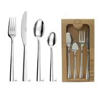 PRADEL ESSENTIEL - Ménagère 24 couverts de table pour 6 personnes - Infinity - Acier Inoxydable 18/0, Finition Brillante - Inox (Epaisseur 2 mm)