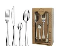 PRADEL ESSENTIEL - Ménagère 24 couverts de table pour 6 personnes - Ondine - Acier Inoxydable 18/0, Finition Standard - Inox (Epaisseur 1.5 mm)