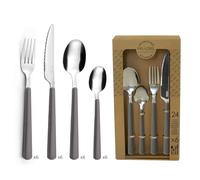 PRADEL ESSENTIEL - Ménagère 24 couverts de table pour 6 personnes - Tonic - Acier inoxydable 18/0, Finition Standard - Gris