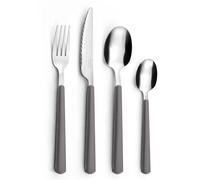 PRADEL ESSENTIEL - Ménagère 24 couverts de table pour 6 personnes - Tonic - Acier inoxydable 18/0, Finition Standard - Gris