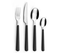PRADEL ESSENTIEL - Ménagère 24 couverts de table pour 6 personnes - Tonic - Acier inoxydable 18/0, Finition Standard - Noir