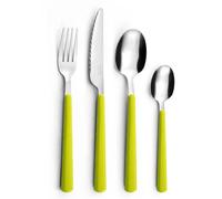 PRADEL ESSENTIEL - Ménagère 24 couverts de table pour 6 personnes - Tonic - Acier inoxydable 18/0, Finition Standard - Vert Anis