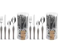 PRADEL ESSENTIEL - Panier fil 24 couverts de table pour 6 personnes - Purity - Acier inoxydable 18/0, Finition Standard - Gris (Lot de 2)