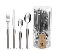 PRADEL ESSENTIEL - Panier fil 24 couverts de table pour 6 personnes - Purity - Acier inoxydable 18/0, Finition Standard - Gris