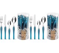 PRADEL ESSENTIEL - Panier fil 24 couverts de table pour 6 personnes - Purity - Acier inoxydable 18/0, Finition Standard - Bleu (Lot de 2)