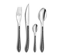 PRADEL ESSENTIEL - Pot 24 couverts de table - Bistro 1-2-3 - Acier inoxydable 18/0, Finition Standard - Gris Anthracite