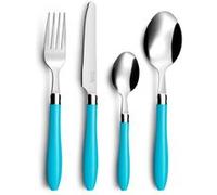 Amefa Ménagère PRADEL ESSENTIEL 16 couverts pour 4 personnes inox 18/0 Réglisse Bleu Turquoise